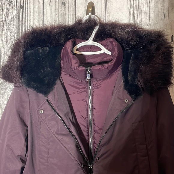 1 Madison Expedition Winter Jacket Faux Fur Hood, Burgundy - Picture 9 of 11